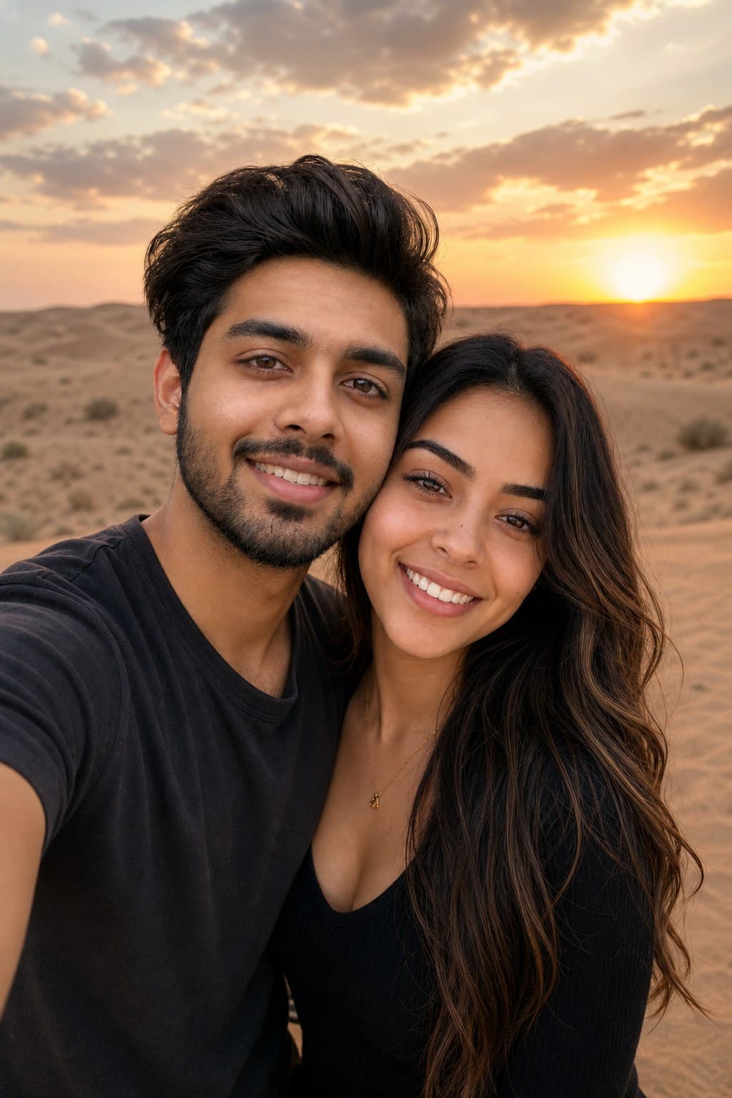AI couple portrait dramatic desert landscape