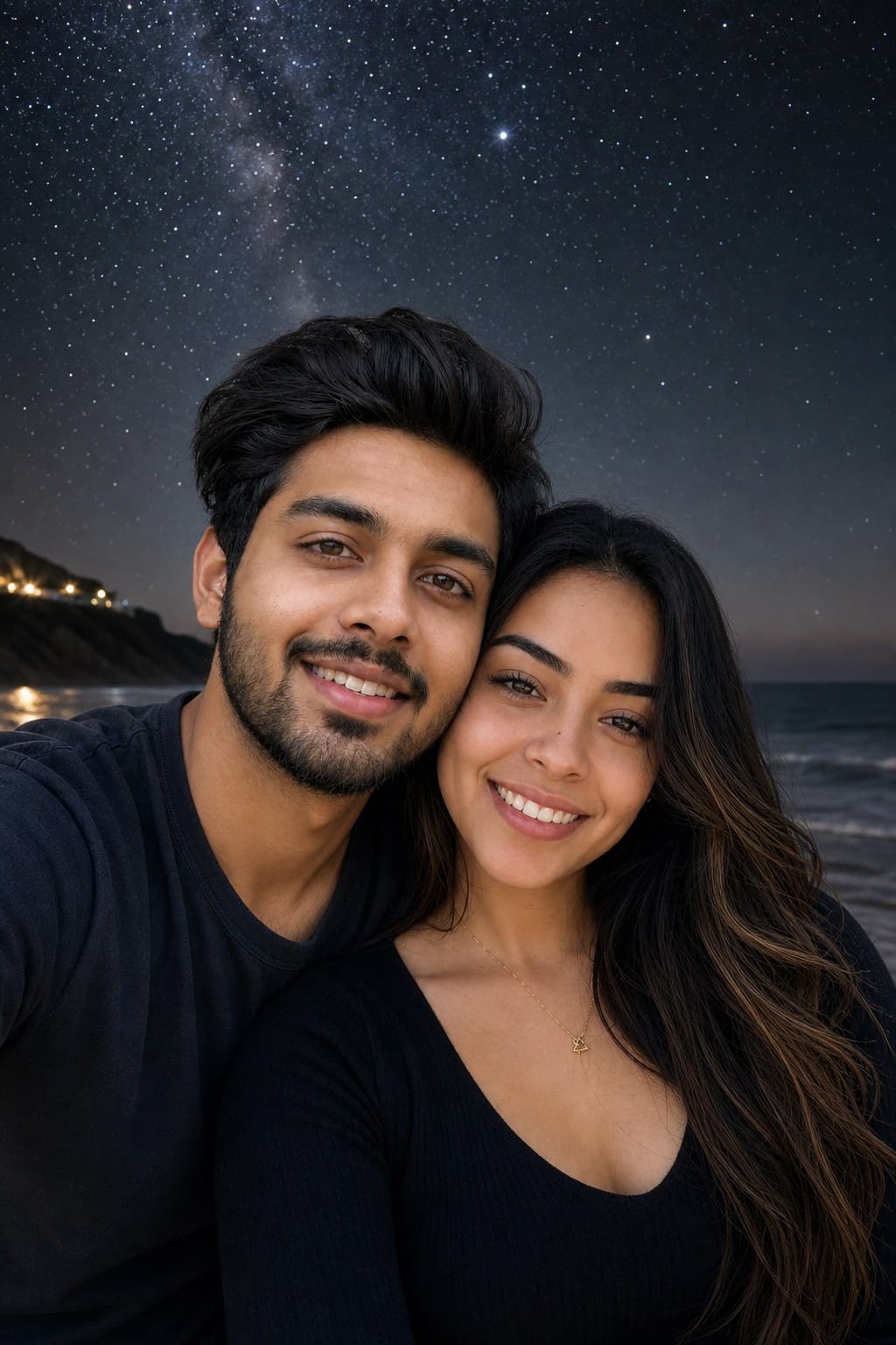 AI couple portrait romantic night sky