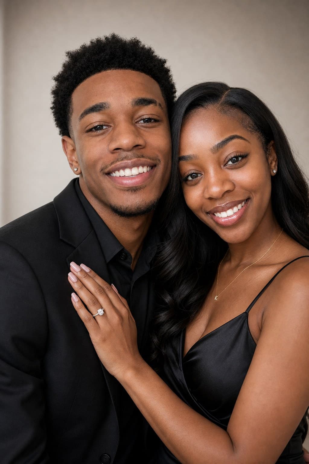 AI couple portrait professional studio backdrop
