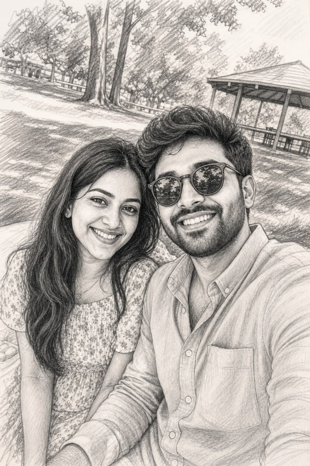 Couple photo in Pencil Sketch style