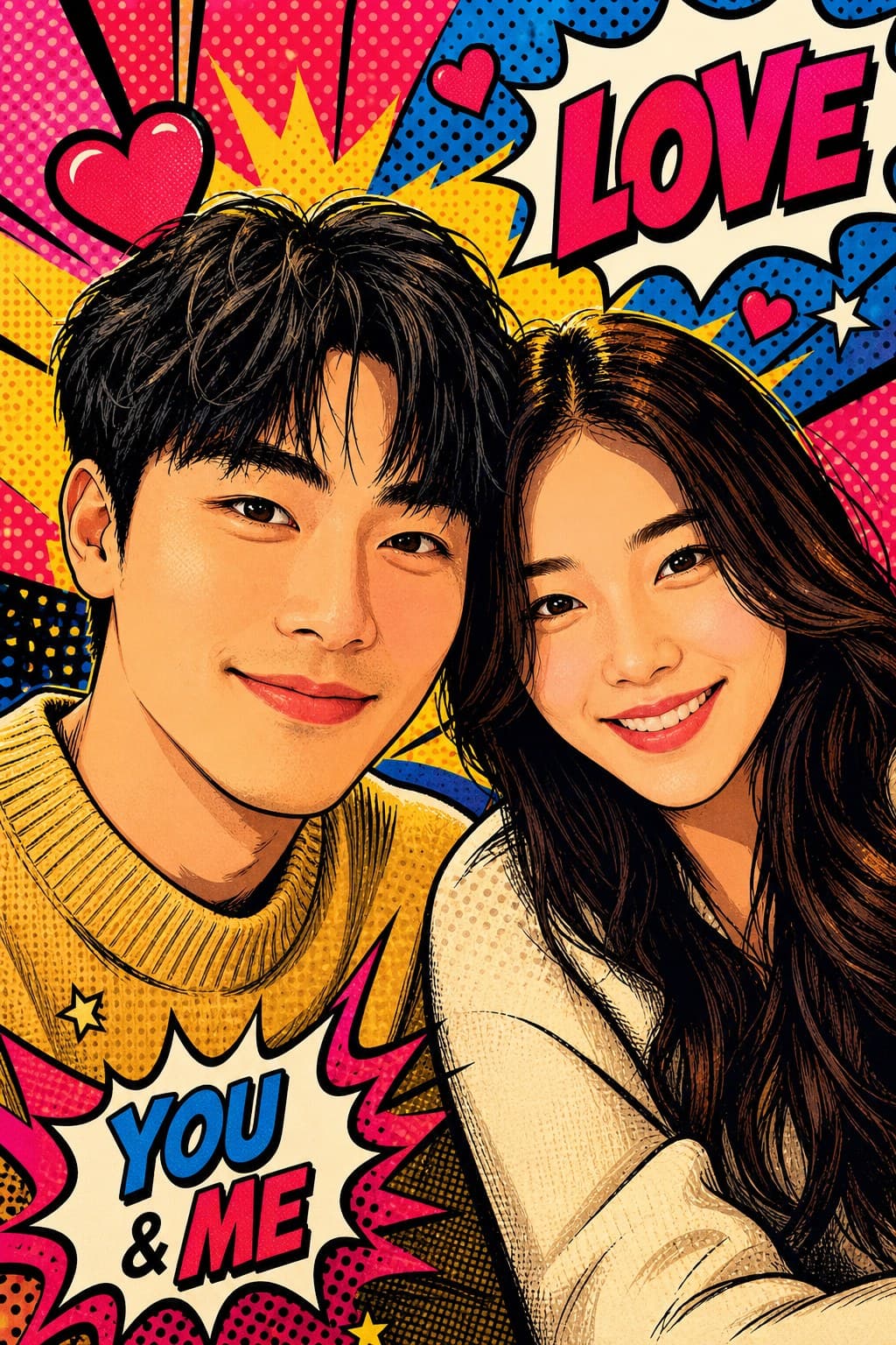 Couple photo in Pop Art style