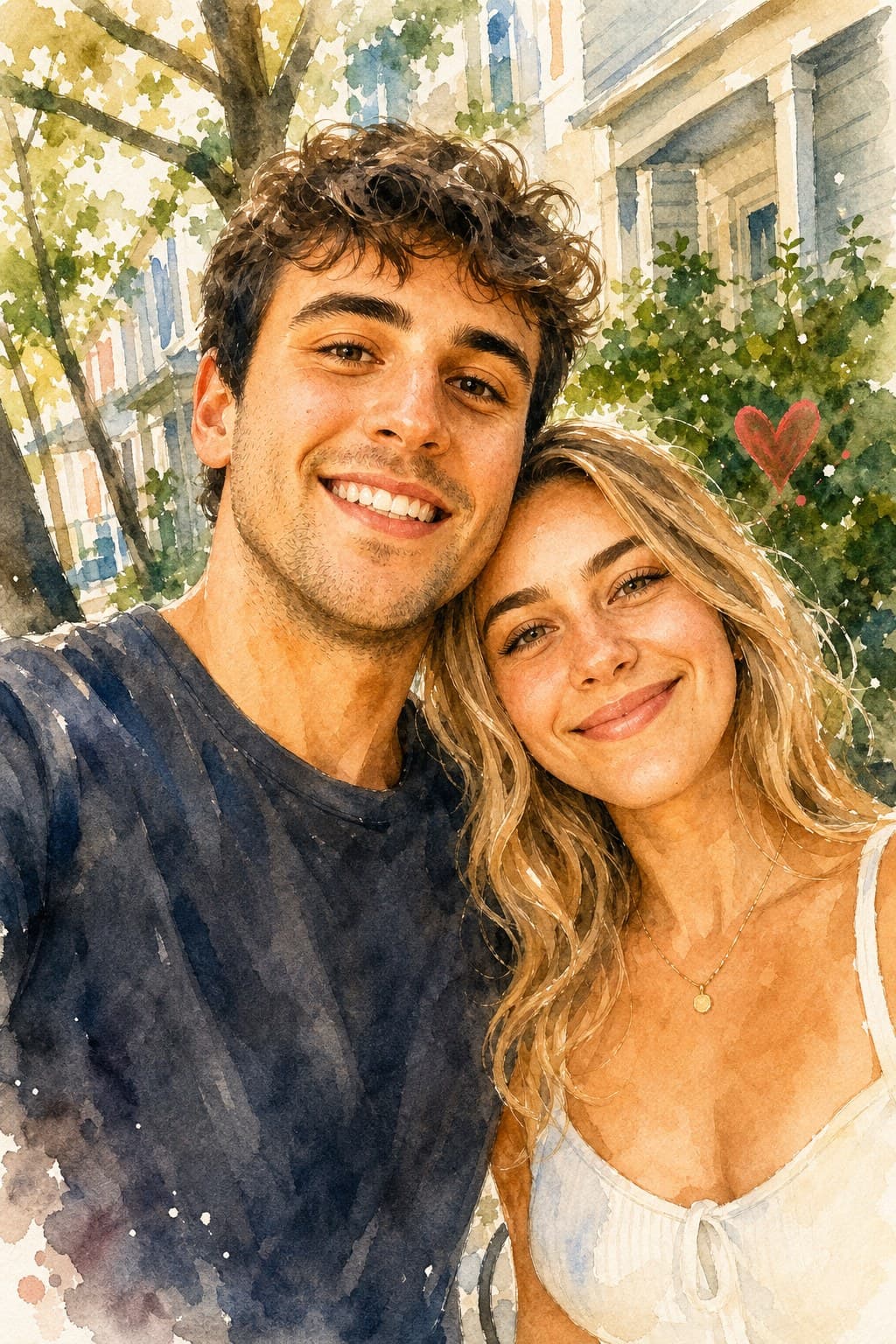 Couple photo in Watercolor style